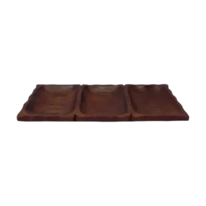 decorative wooden 3 section dryfruit serving tray
