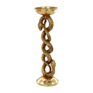 Egyptian golden snake brass candle holder