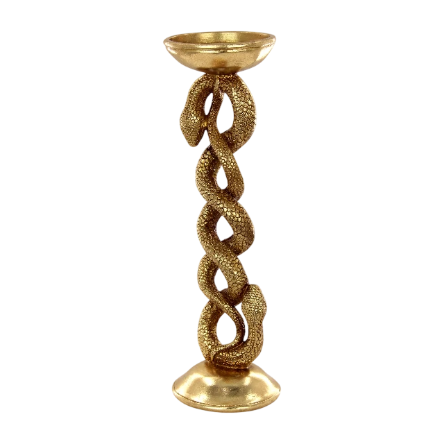 Egyptian golden snake brass candle holder