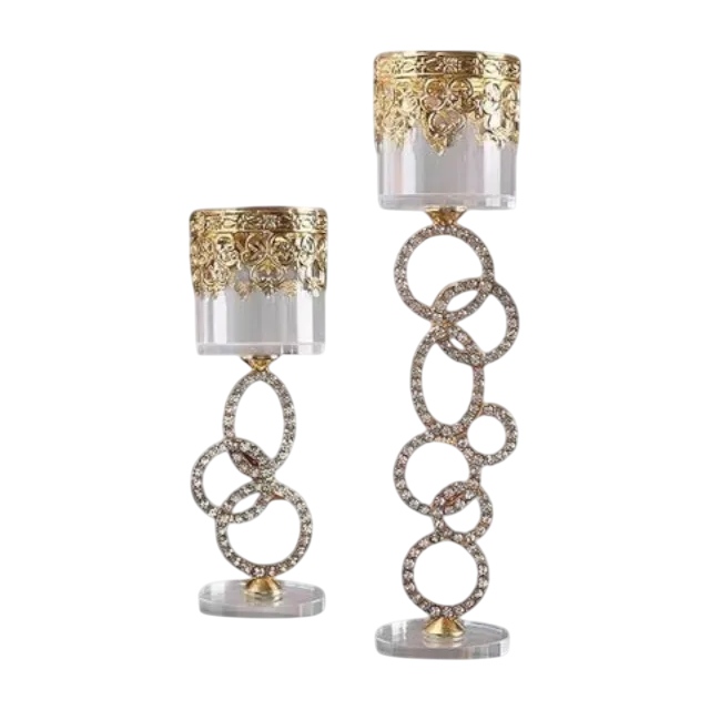 glass crystal unique metal candle holder