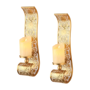 gold plated wall decor iron candle holder
