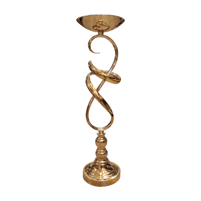 gold tone aluminium candle holder