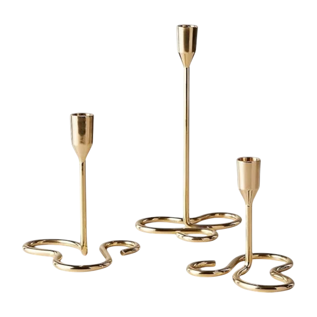 golden curve table decor aluminium candle holder