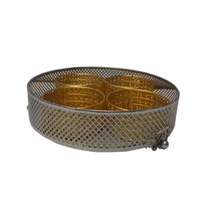 jali design iron snack bowl with tray