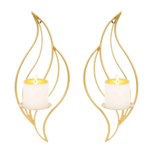 leaf design aluminium wall hanging candle holder