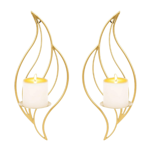 leaf design aluminium wall hanging candle holder