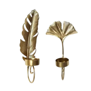 leaf shape hanging brass candle holder