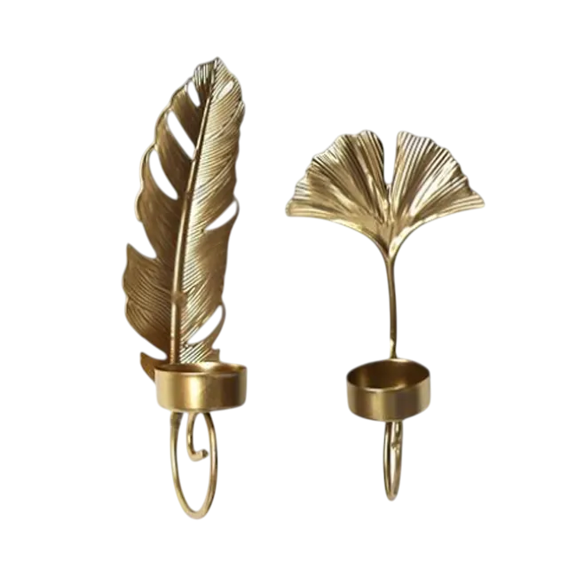 leaf shape hanging brass candle holder