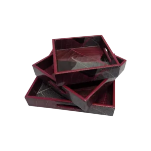 leaf Print Wooden serving tray set