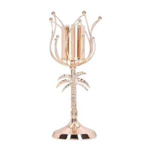 lotus shape rose gold metal candle holder