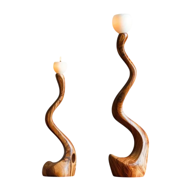 lovely hand carved wood candle holder
