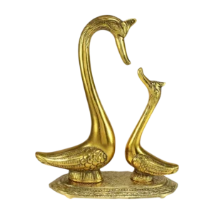 loving golden brass swan couple figurine