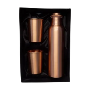 matte finish copper bottle with two glass set