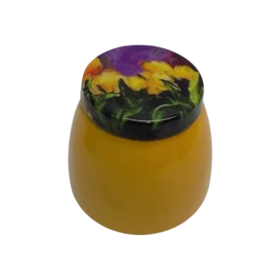 modern metal dryfruit jar with printed lid