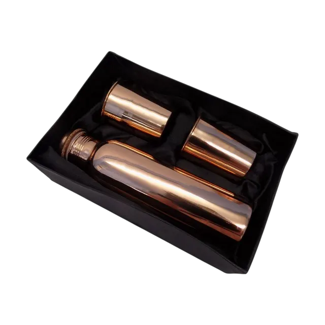 plain copper bottle with glass set