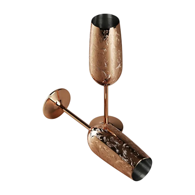 premium steel and copper wine glass set of 2