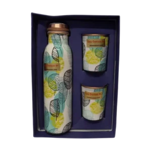 printed copper bottle with glass set
