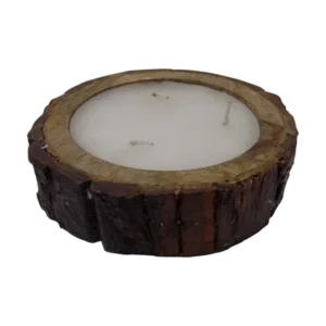 scented soy wax candle with wooden round bowl