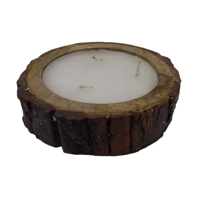 scented soy wax candle with wooden round bowl