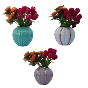 set of 3 Decorative aluminium flower vase