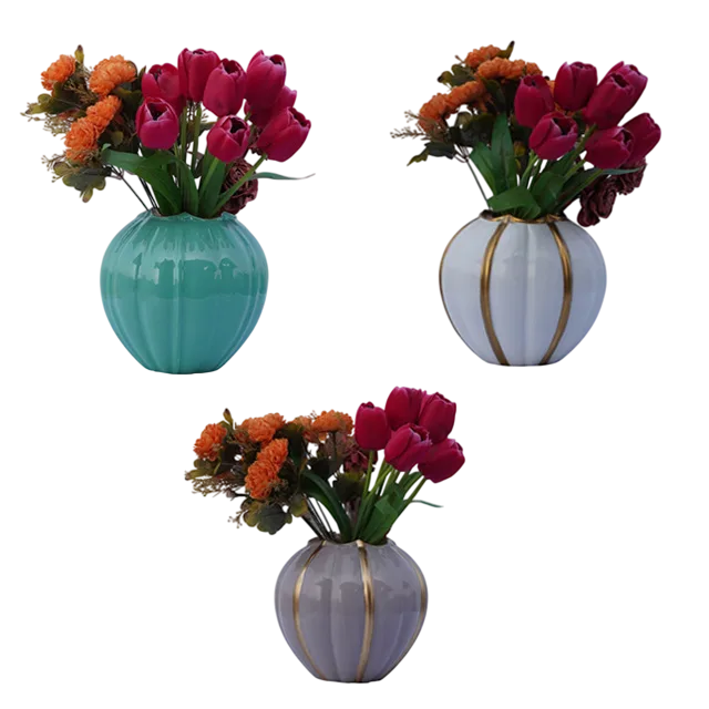 set of 3 Decorative aluminium flower vase
