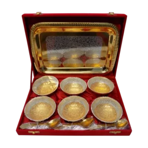 silver gold polished metal bowl set of 13 pcs