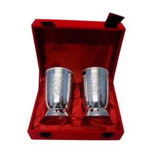 silver plated metal glass set of 2