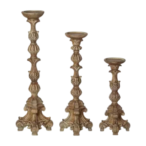vintage style wooden candle holder set of 3