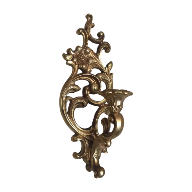 vintage wall hanging brass candle holder