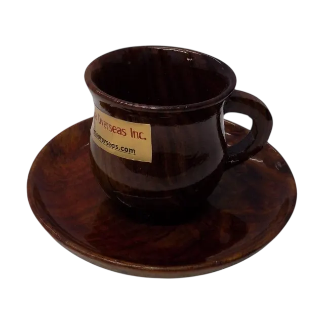 wooden cup and saucer set