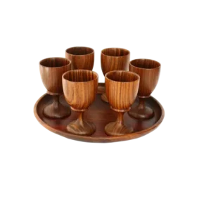 wooden wine glass with tray